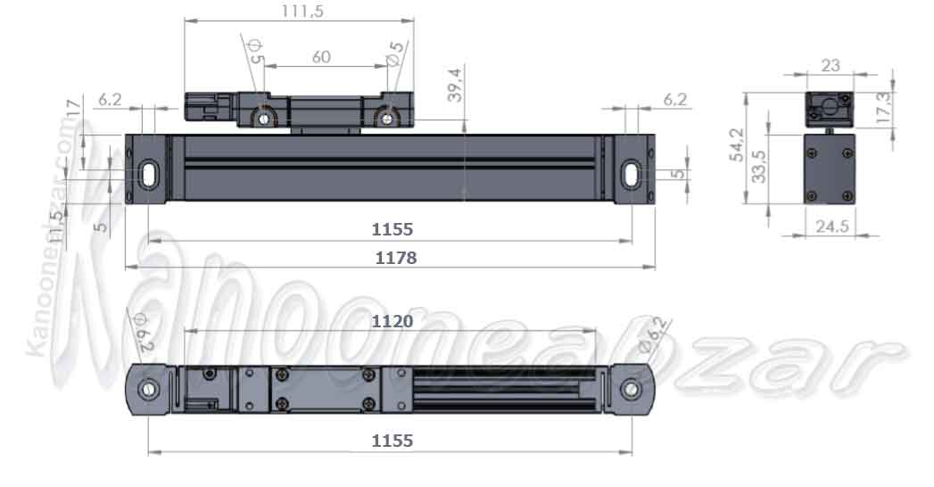 ابعاد خط کش دیجیتال مغناطیسی1000mm mlc320-