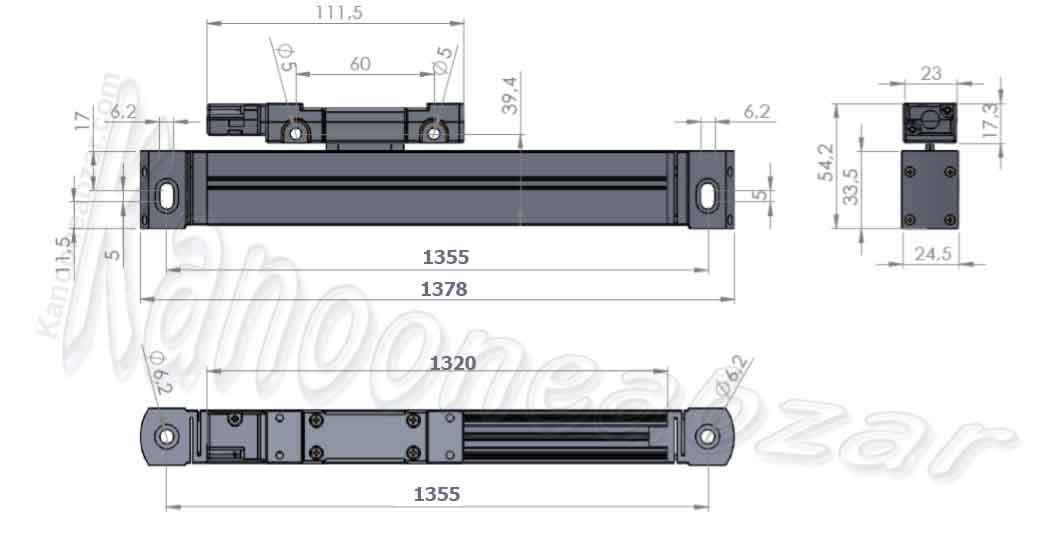 ابعاد خط کش دیجیتال MLC320-1200 mm